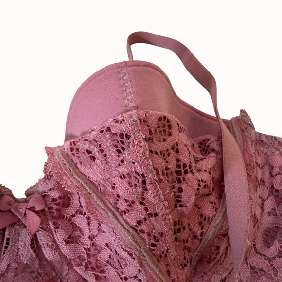Victorias Secret Lace BraSize 38B Dusty Pink Body by Victoria Lined Demi - Picture 4 of 14